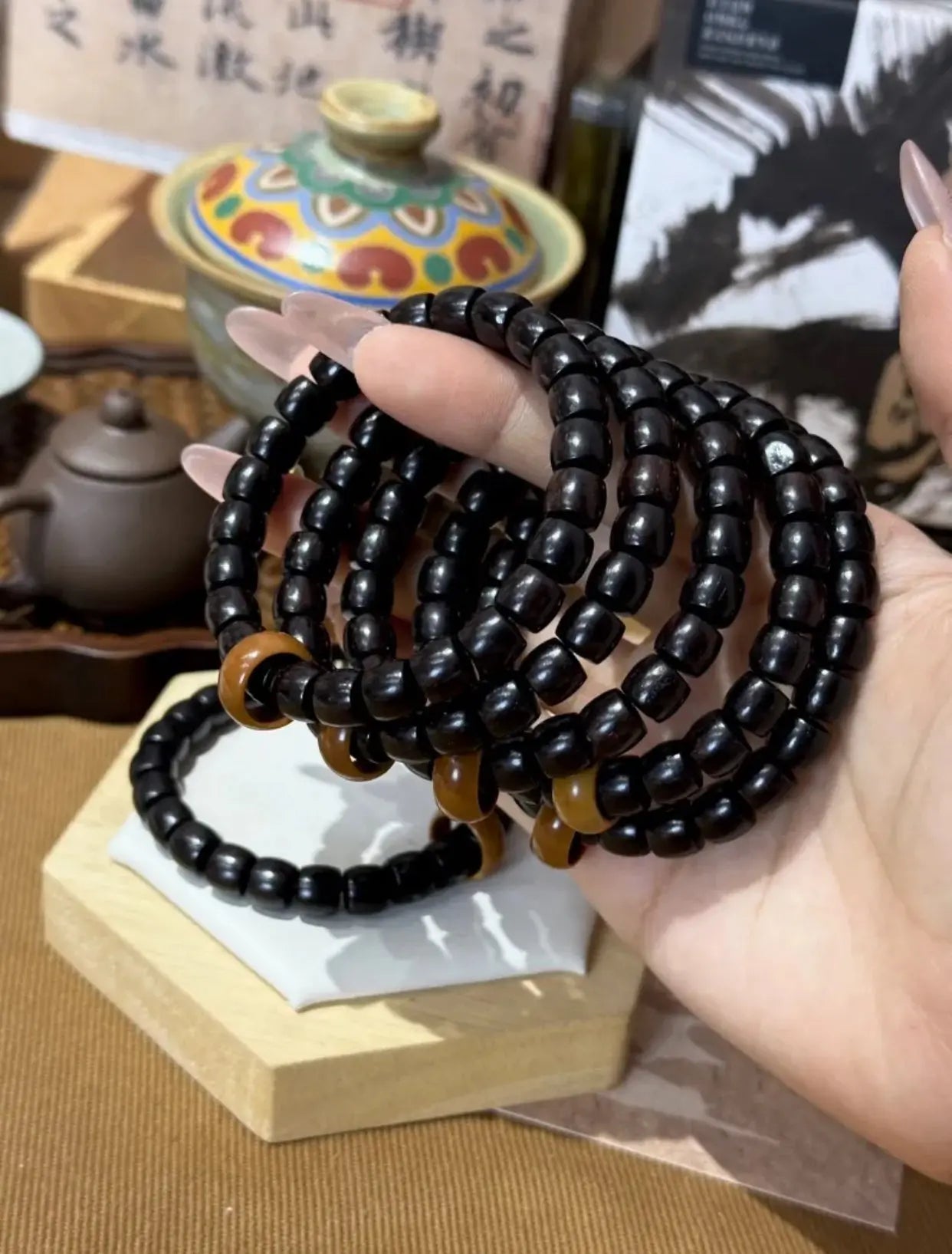 Attract balance and health 'Ebony Olive Stone Bracelet ' uucool jewelry