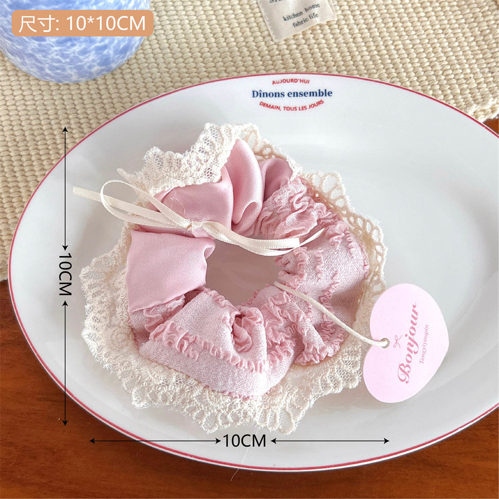 French Lace Large Intestine Hair Band Girlish Style Hair Tie Hair Rope High Elasticity Korean Cute Hair Accessories Balls Hair uucool collection shop