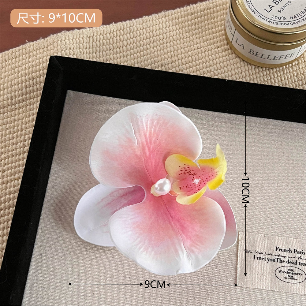 High-End Atmosphere Dizzy Dyed Phalaenopsis Flower Hair Clip Hair Girl Heart Side Clip Hair Accessories Flower Modeling Headdress uucool collection shop