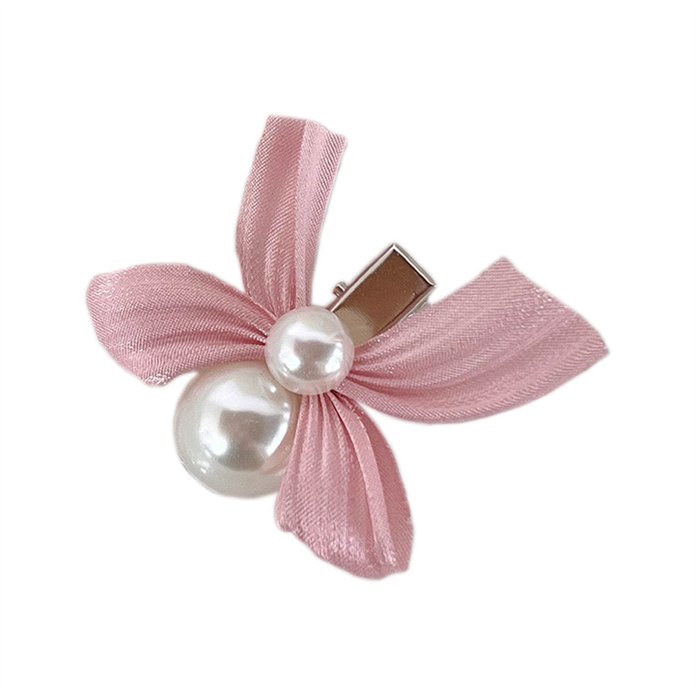 High-Grade Pearl Diamond Bow Barrettes New Girl Bang Side Clip Black Velvet Duckbill Clip Headdress uucool collection shop