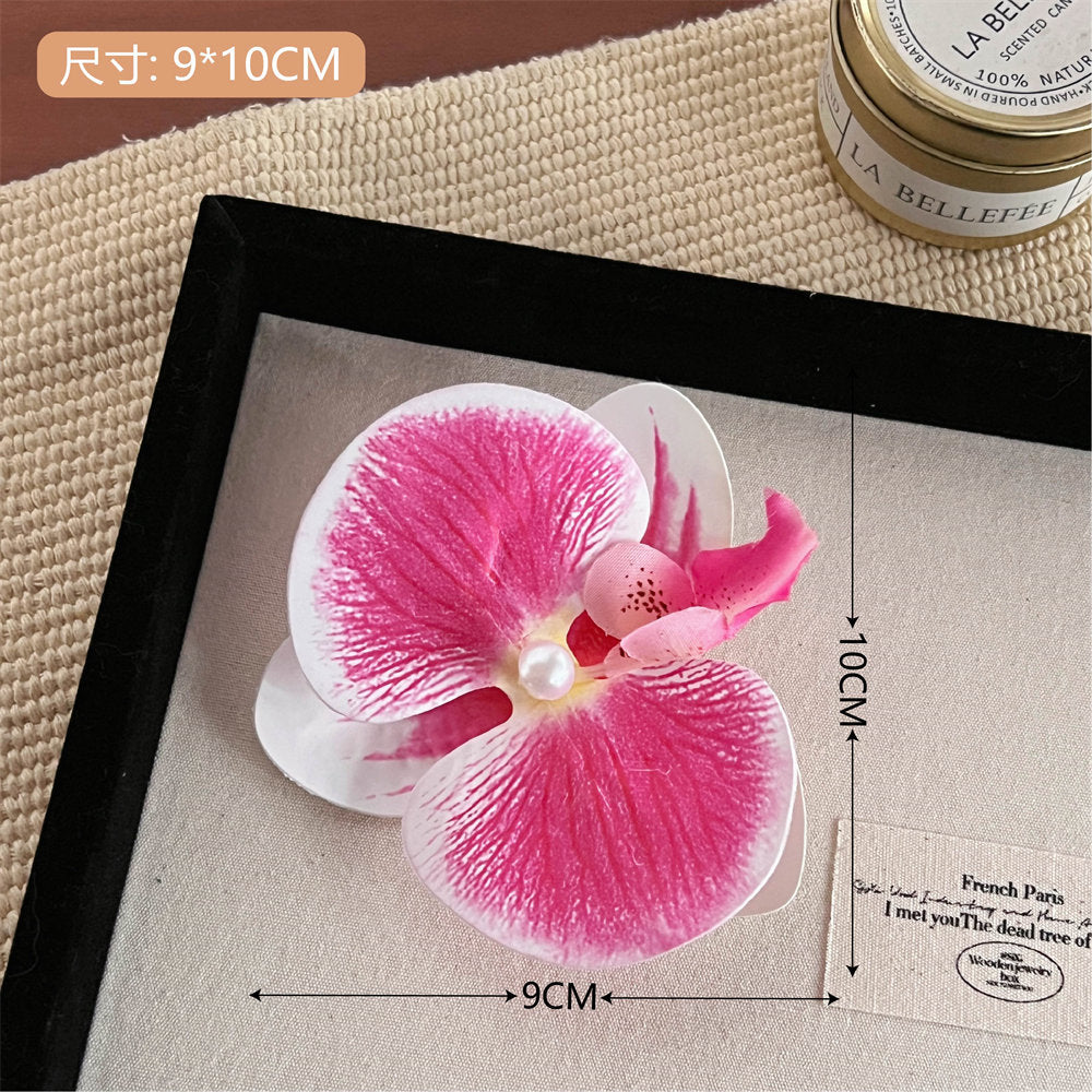 High-End Atmosphere Dizzy Dyed Phalaenopsis Flower Hair Clip Hair Girl Heart Side Clip Hair Accessories Flower Modeling Headdress uucool collection shop