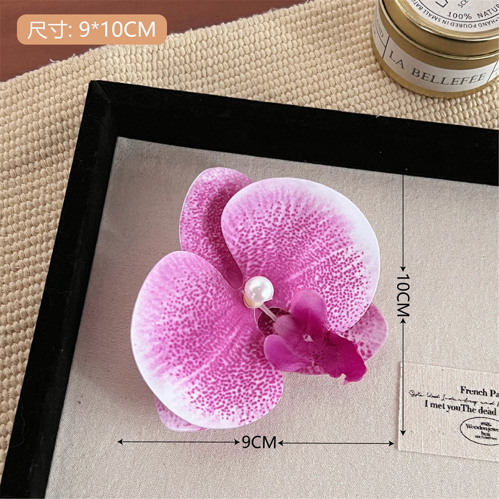 High-End Atmosphere Dizzy Dyed Phalaenopsis Flower Hair Clip Hair Girl Heart Side Clip Hair Accessories Flower Modeling Headdress uucool collection shop