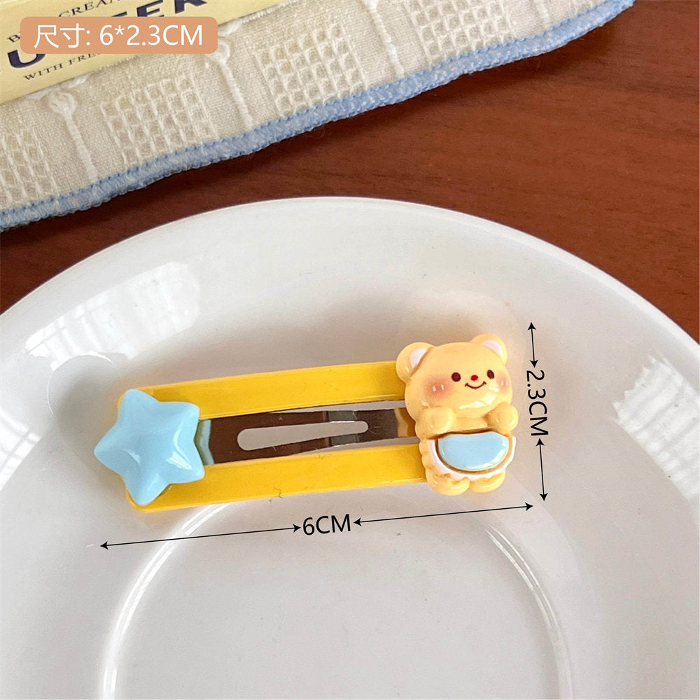 Cute Custard Bear Hair Accessories Hair Ring Girly Heart Large Intestine Ring Student Side Cropped Hair Clip All-Matching Bang Clip Wholesale 义乌市腾亿电子商务有限