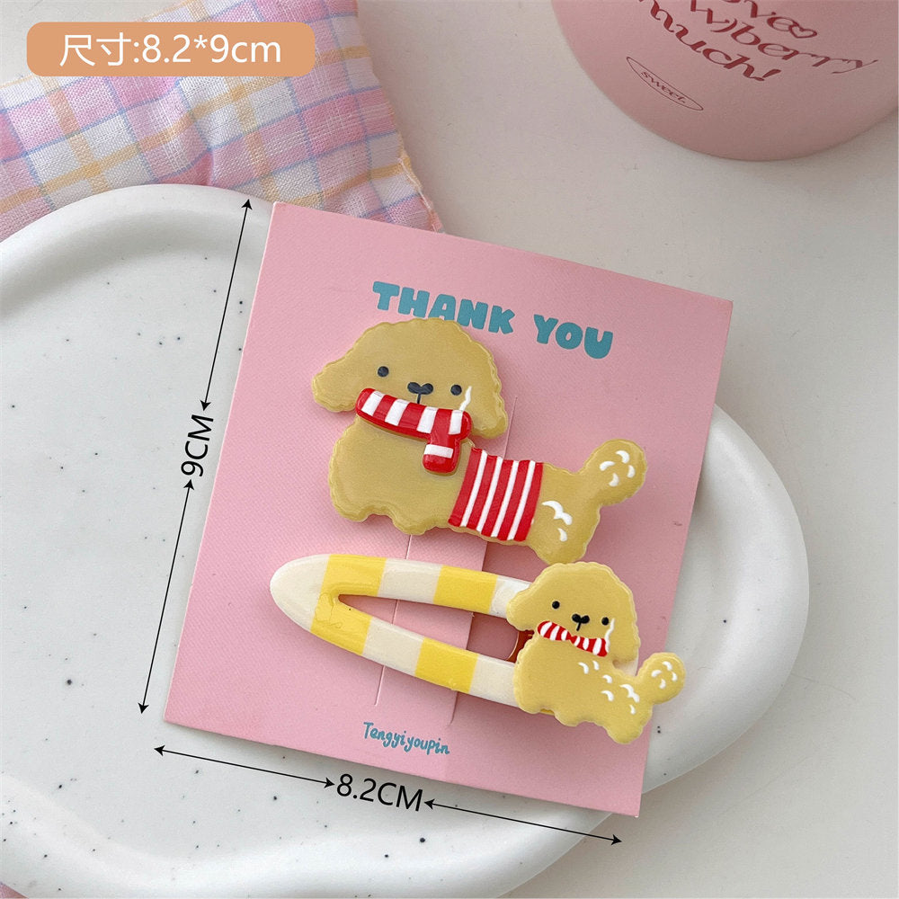 Cute Cartoon Combination Puppy Barrettes Girl Heart All-Match Cropped Hair Clip Barrettes Hairpin Good-looking Side Clip Bang Clip Accessories uucool collection shop