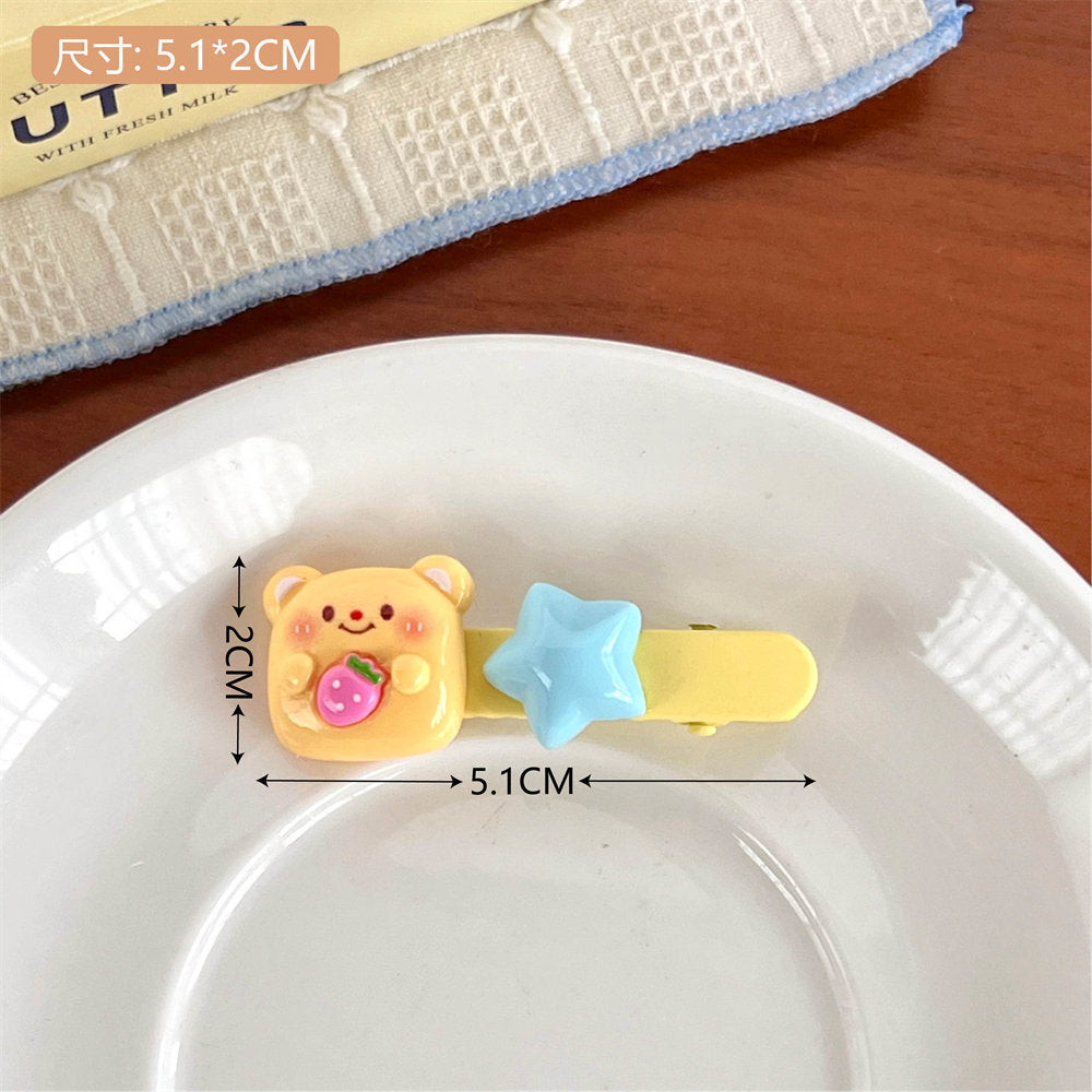 Cute Custard Bear Hair Accessories Hair Ring Girly Heart Large Intestine Ring Student Side Cropped Hair Clip All-Matching Bang Clip Wholesale 义乌市腾亿电子商务有限