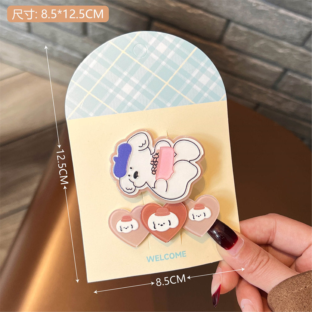 Cute Cartoon Combination Puppy Barrettes Girl Heart All-Match Cropped Hair Clip Barrettes Hairpin Good-looking Side Clip Bang Clip Accessories uucool collection shop