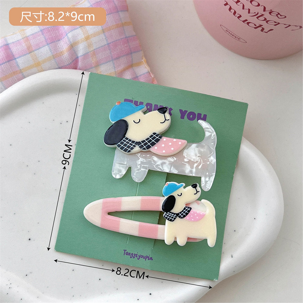 Cute Cartoon Combination Puppy Barrettes Girl Heart All-Match Cropped Hair Clip Barrettes Hairpin Good-looking Side Clip Bang Clip Accessories uucool collection shop