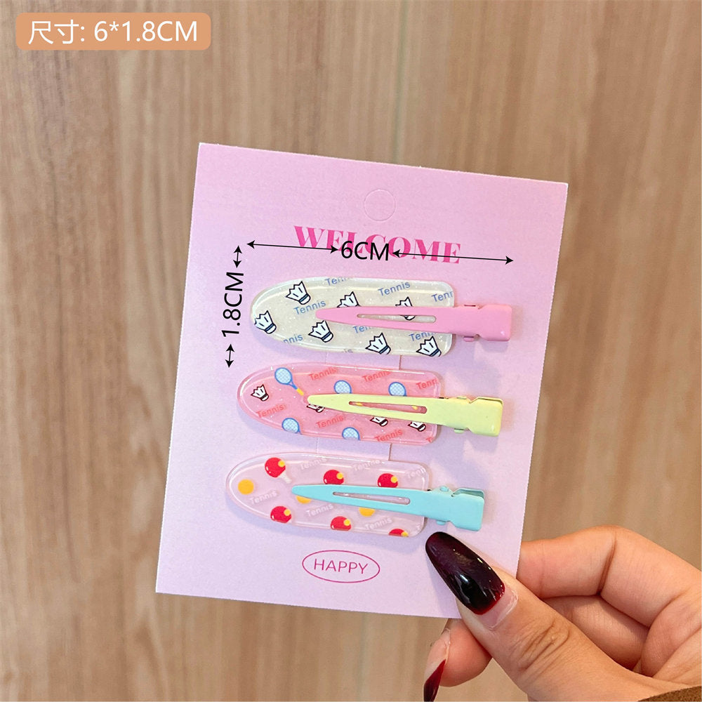 Cute Cartoon Non-Marking Barrettes Girl's Heart Forehead Bang Clip Cosmetic Clip Hairpin All-Match Broken Hair Bar Shaped Hair Clip uucool collection shop