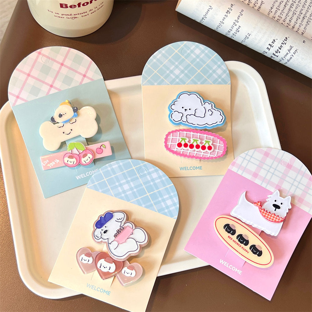 Cute Cartoon Combination Puppy Barrettes Girl Heart All-Match Cropped Hair Clip Barrettes Hairpin Good-looking Side Clip Bang Clip Accessories uucool collection shop