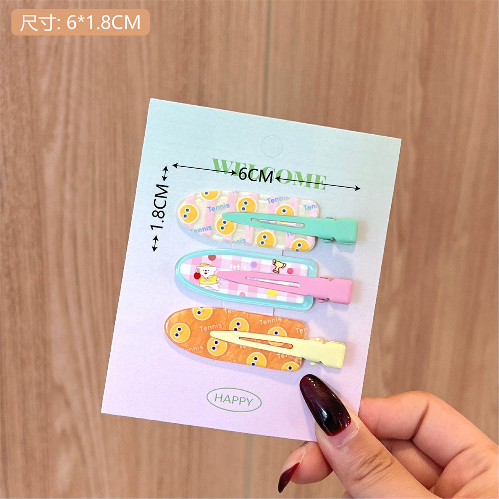 Cute Cartoon Non-Marking Barrettes Girl's Heart Forehead Bang Clip Cosmetic Clip Hairpin All-Match Broken Hair Bar Shaped Hair Clip uucool collection shop