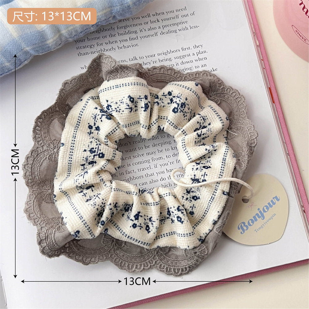 Super Fairy Lace Large Intestine Hair Band High-Looking Ponytail Hair Rope Sweet Cute Girl Hair Rope All-Match Hair Accessories Rubber Band uucool collection shop