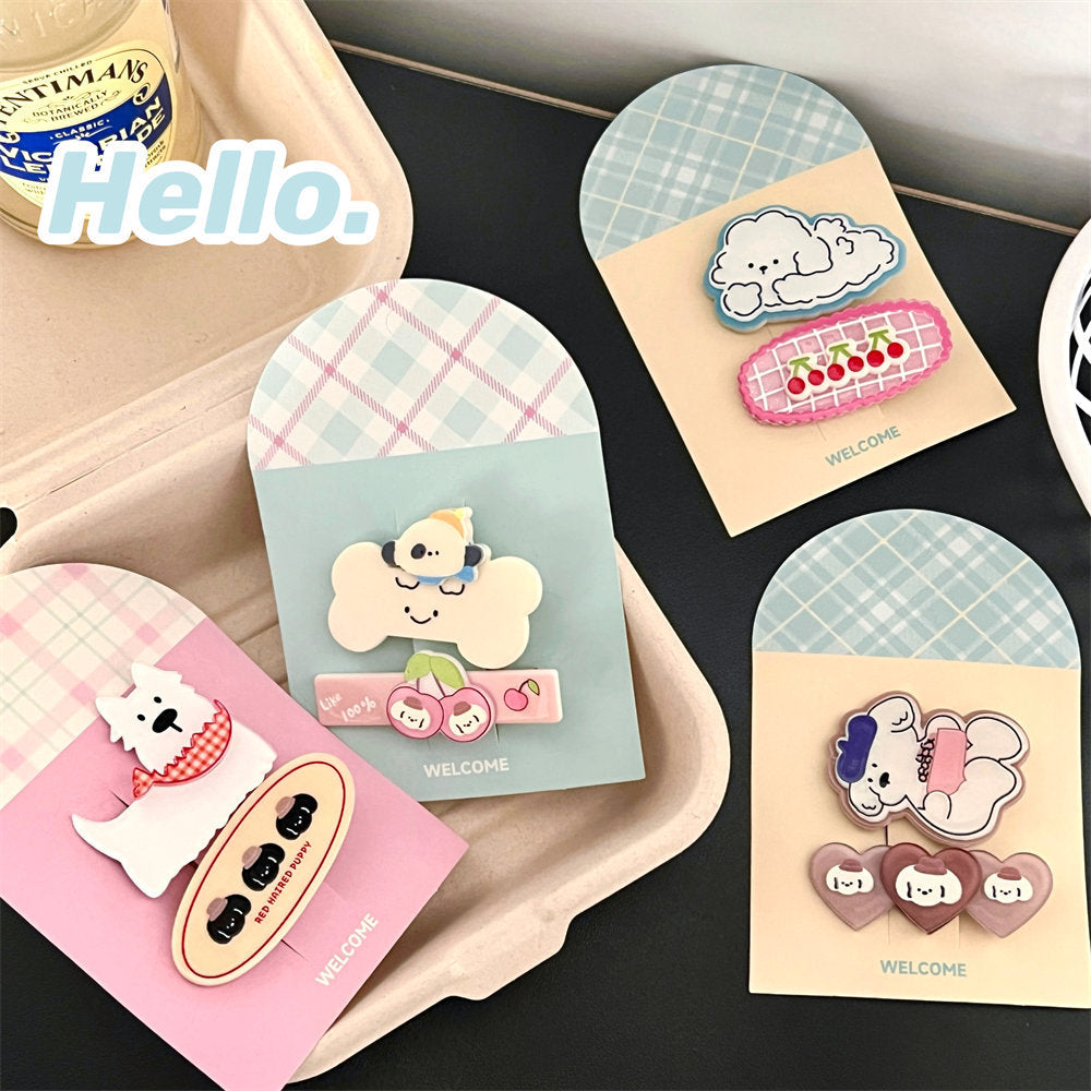 Cute Cartoon Combination Puppy Barrettes Girl Heart All-Match Cropped Hair Clip Barrettes Hairpin Good-looking Side Clip Bang Clip Accessories uucool collection shop