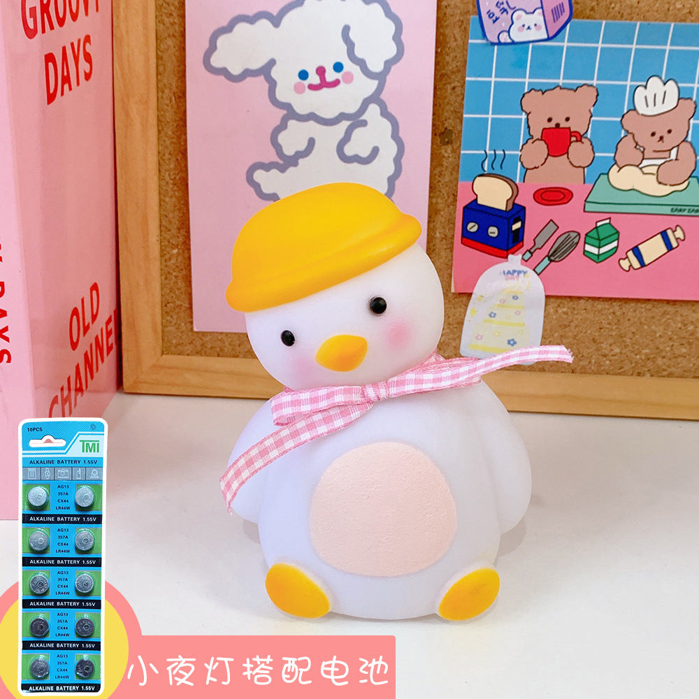 INS Bedroom Girl Led Small Night Lamp Cute Head Tilt Little Duck Room Bedside Lamp Decoration Dormitory Creative Gift uucool collection shop