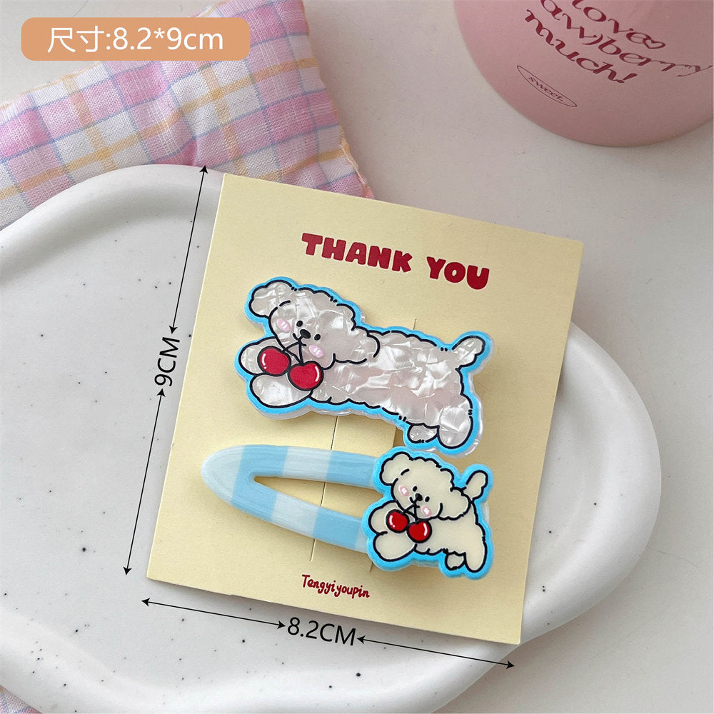 Cute Cartoon Combination Puppy Barrettes Girl Heart All-Match Cropped Hair Clip Barrettes Hairpin Good-looking Side Clip Bang Clip Accessories uucool collection shop