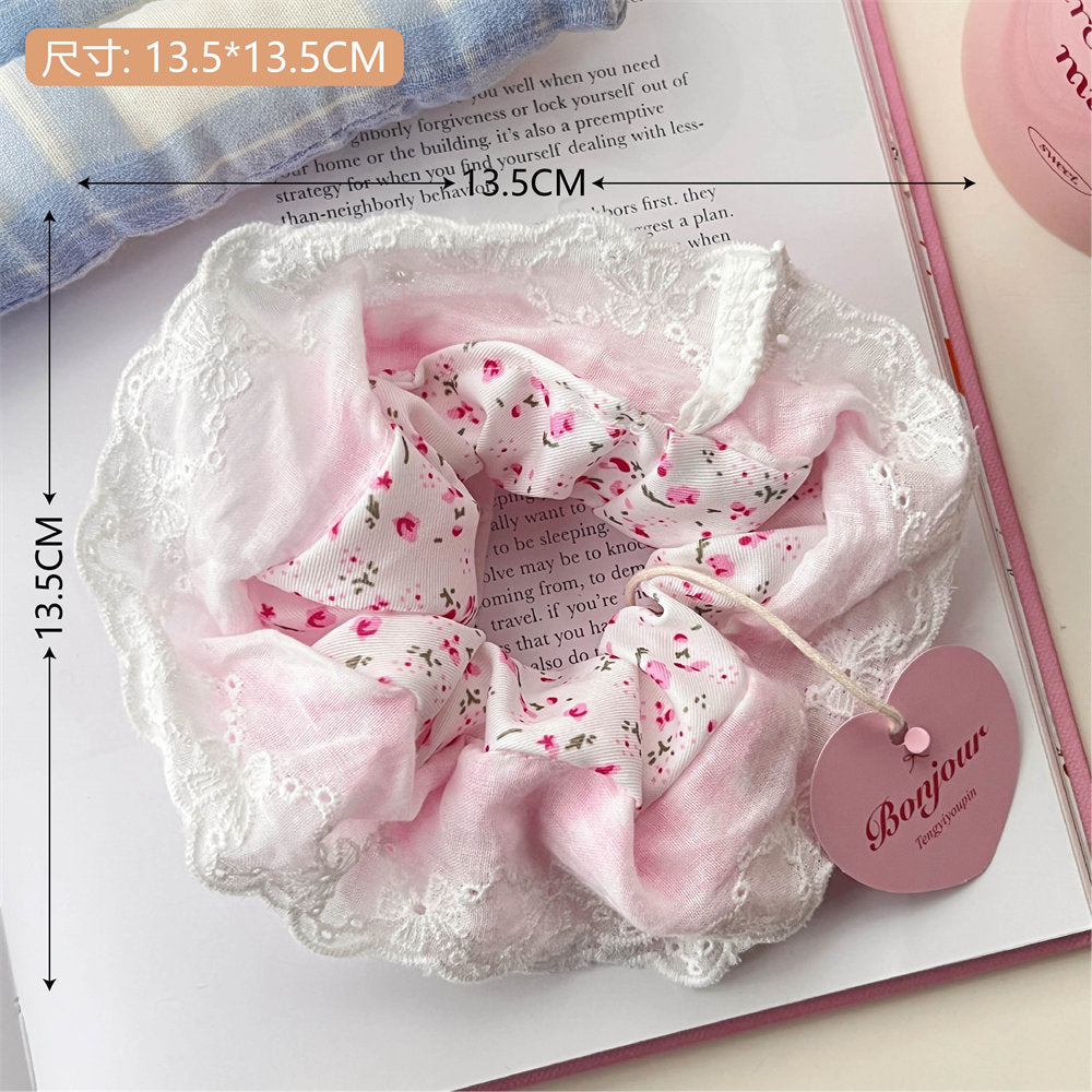 Super Fairy Lace Large Intestine Hair Band High-Looking Ponytail Hair Rope Sweet Cute Girl Hair Rope All-Match Hair Accessories Rubber Band uucool collection shop