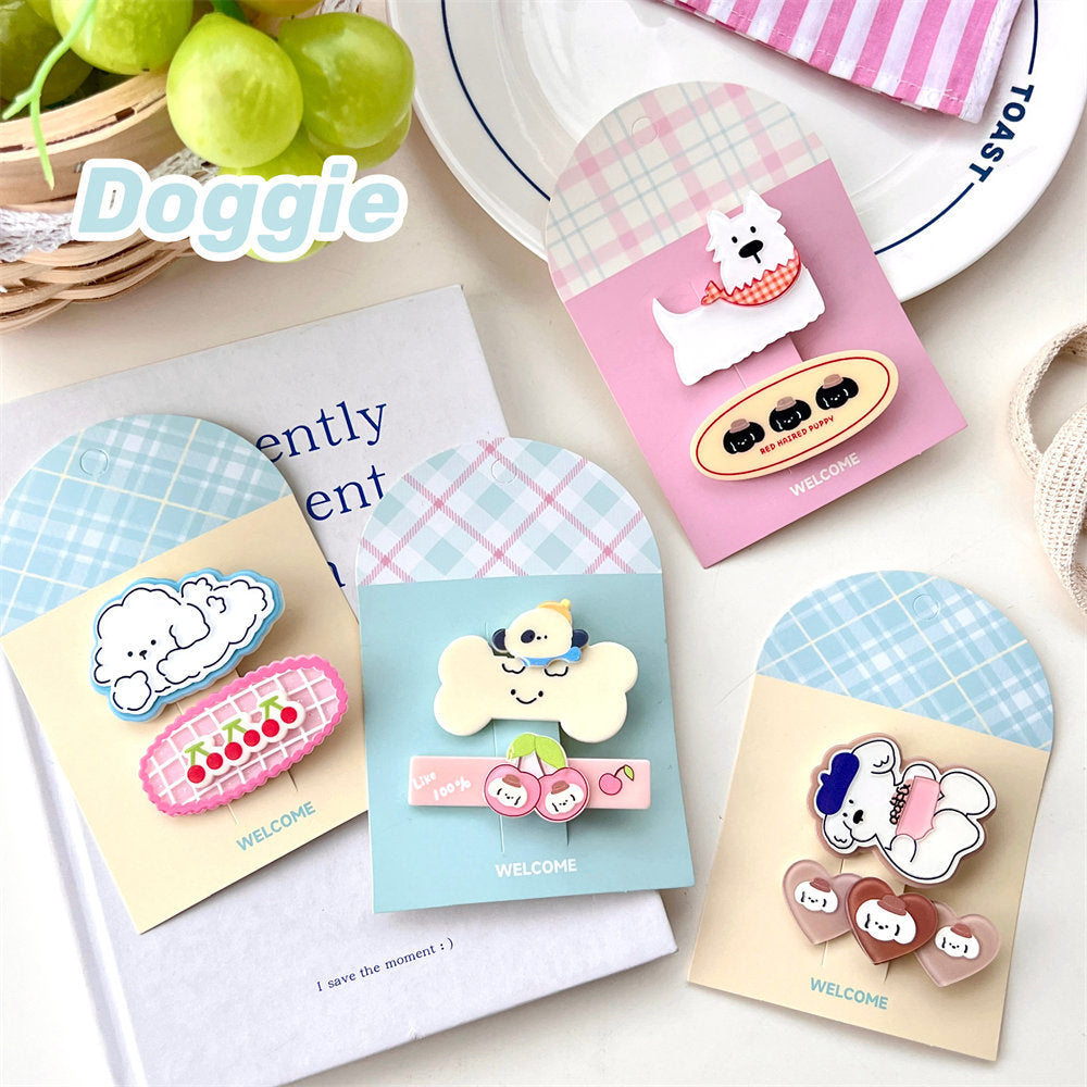 Cute Cartoon Combination Puppy Barrettes Girl Heart All-Match Cropped Hair Clip Barrettes Hairpin Good-looking Side Clip Bang Clip Accessories uucool collection shop