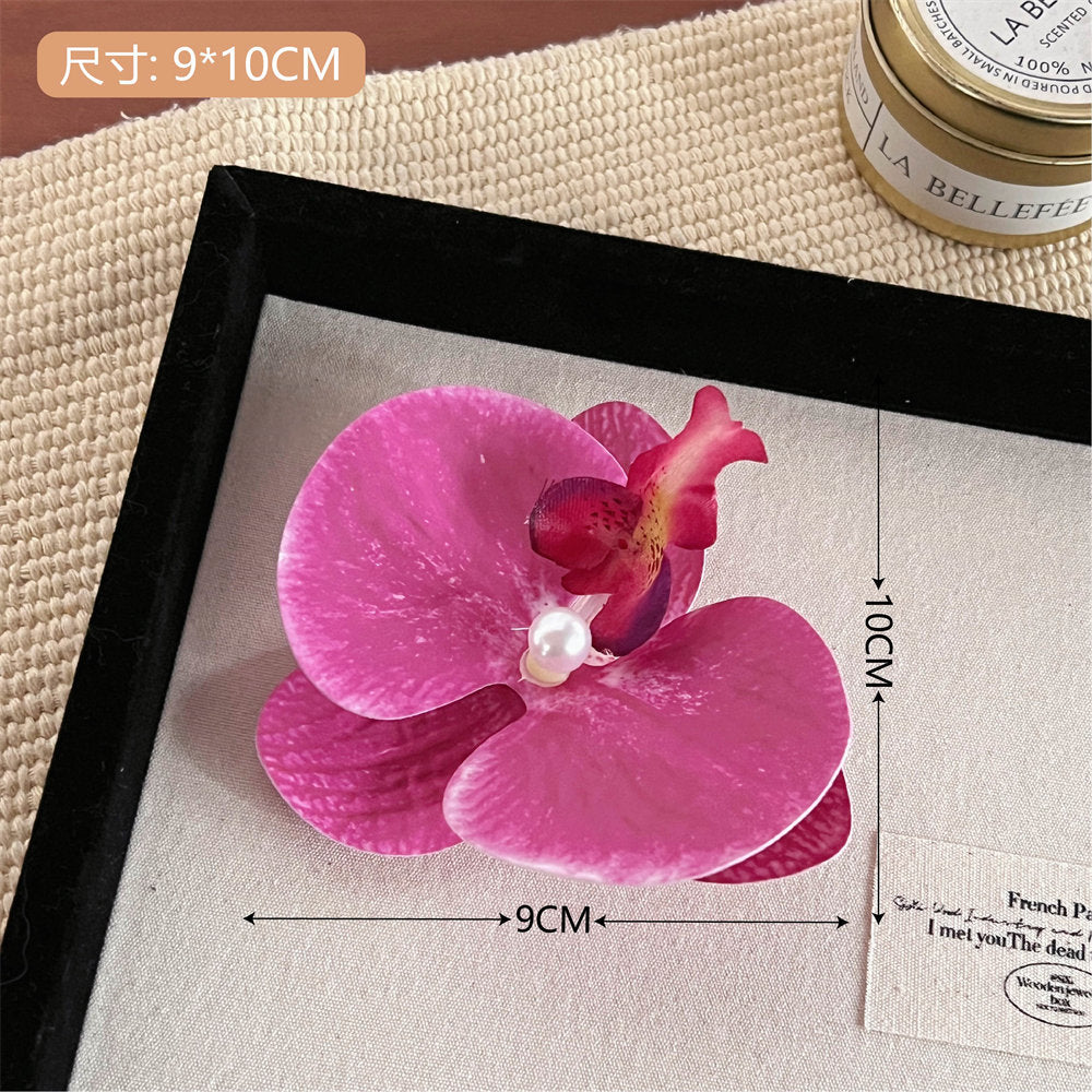 High-End Atmosphere Dizzy Dyed Phalaenopsis Flower Hair Clip Hair Girl Heart Side Clip Hair Accessories Flower Modeling Headdress uucool collection shop