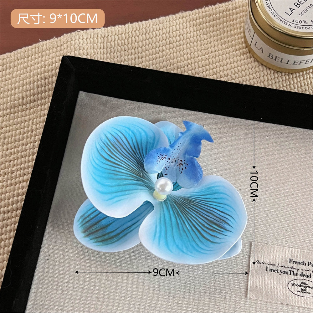 High-End Atmosphere Dizzy Dyed Phalaenopsis Flower Hair Clip Hair Girl Heart Side Clip Hair Accessories Flower Modeling Headdress uucool collection shop