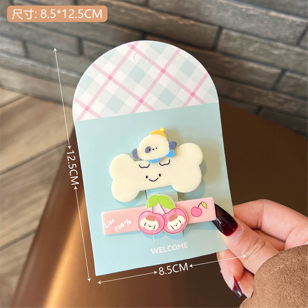 Cute Cartoon Combination Puppy Barrettes Girl Heart All-Match Cropped Hair Clip Barrettes Hairpin Good-looking Side Clip Bang Clip Accessories uucool collection shop