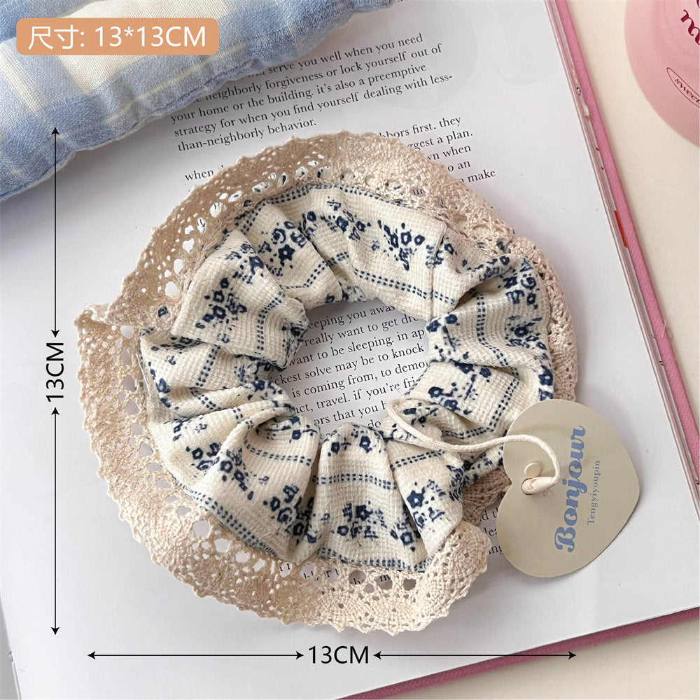 Super Fairy Lace Large Intestine Hair Band High-Looking Ponytail Hair Rope Sweet Cute Girl Hair Rope All-Match Hair Accessories Rubber Band uucool collection shop