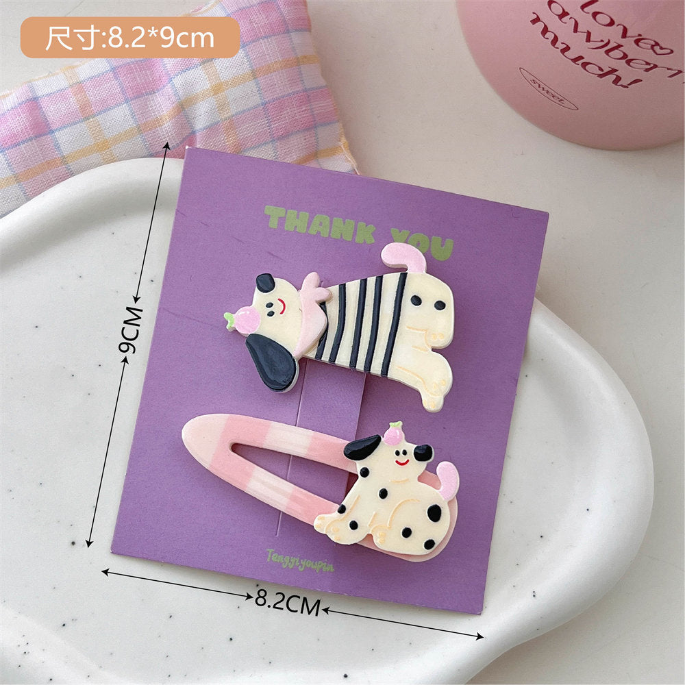 Cute Cartoon Combination Puppy Barrettes Girl Heart All-Match Cropped Hair Clip Barrettes Hairpin Good-looking Side Clip Bang Clip Accessories uucool collection shop