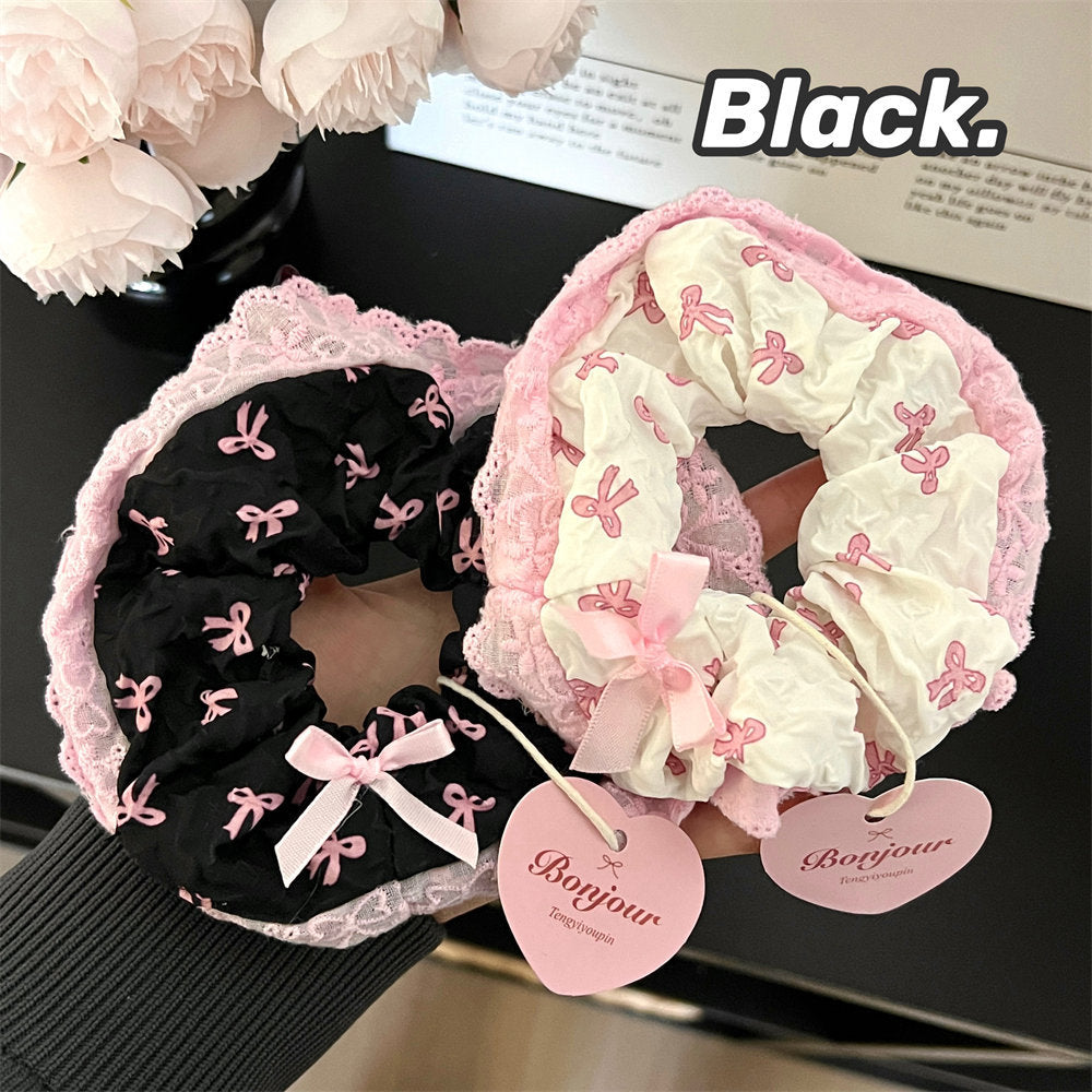 Super Fairy Lace Large Intestine Hair Band High-Looking Ponytail Hair Rope Sweet Cute Girl Hair Rope All-Match Hair Accessories Rubber Band uucool collection shop