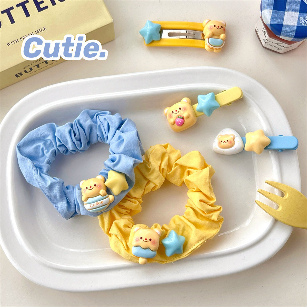 Cute Custard Bear Hair Accessories Hair Ring Girly Heart Large Intestine Ring Student Side Cropped Hair Clip All-Matching Bang Clip Wholesale 义乌市腾亿电子商务有限