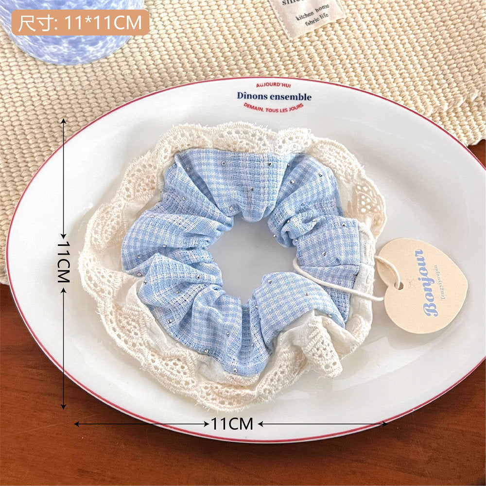 French Lace Large Intestine Hair Band Girlish Style Hair Tie Hair Rope High Elasticity Korean Cute Hair Accessories Balls Hair uucool collection shop