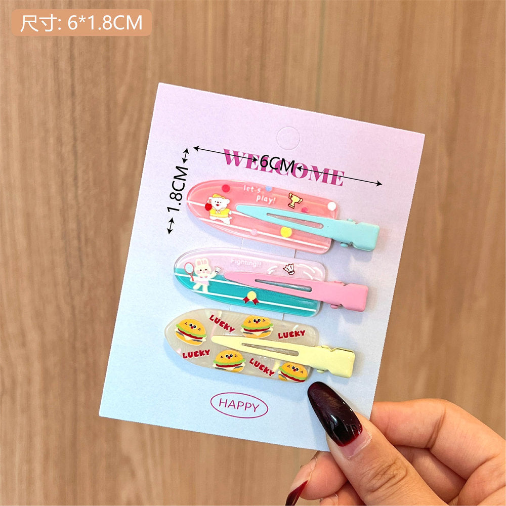 Cute Cartoon Non-Marking Barrettes Girl's Heart Forehead Bang Clip Cosmetic Clip Hairpin All-Match Broken Hair Bar Shaped Hair Clip uucool collection shop