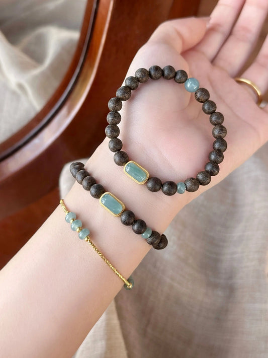 Tea Charm' Original Agarwood and Jade Ornamental Bracelet uucool jewelry